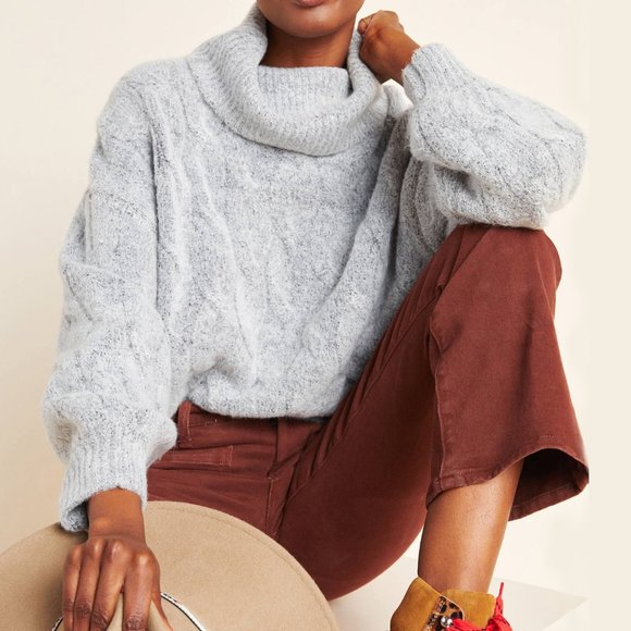 Anthropologie Naya Cable-Knit Turtleneck Sweater - Picture 4 of 4